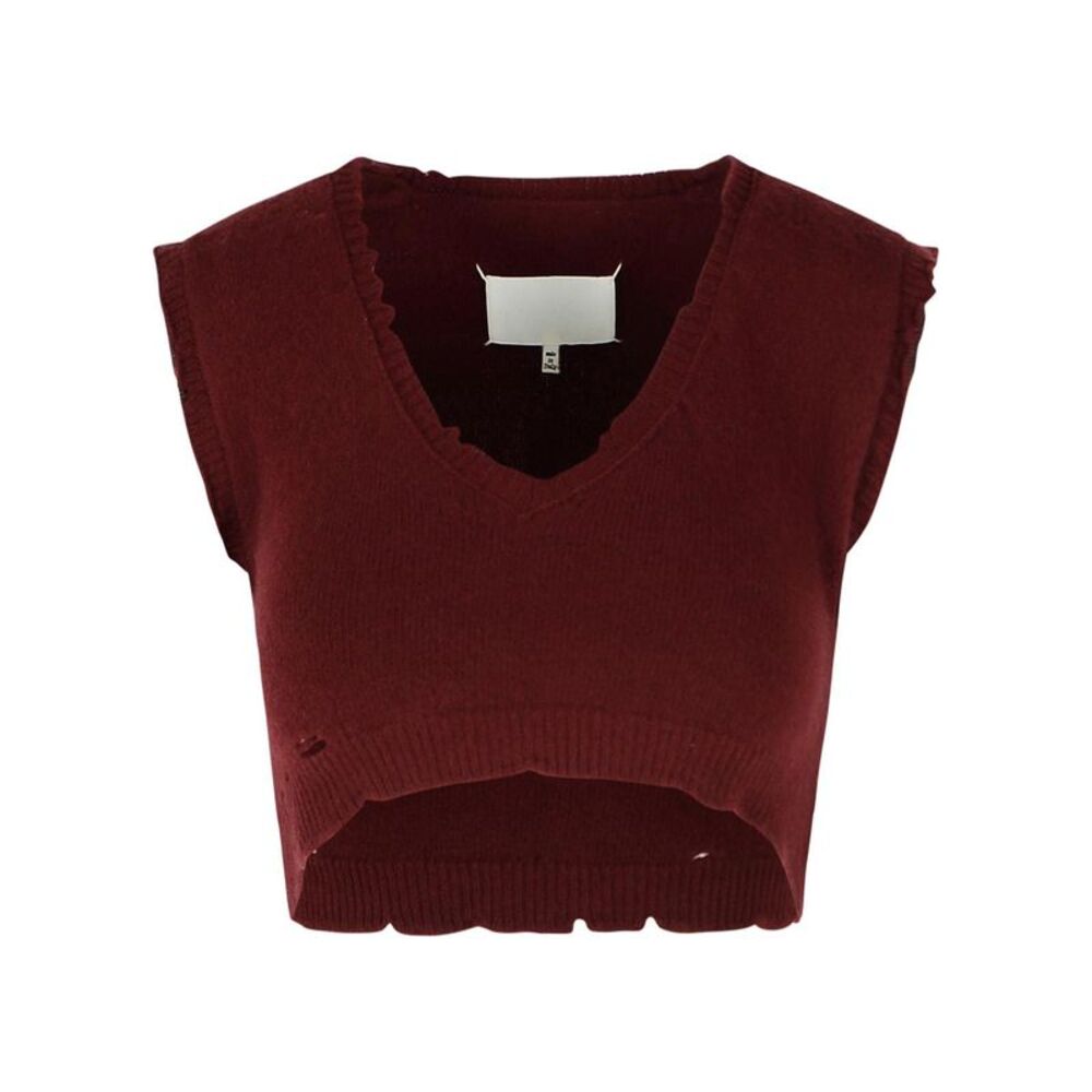Maison Margiela Burgundy Virgin Wool Vest Women